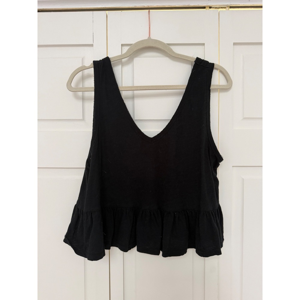 Wild Fable Black V-Neck Peplum Tank Top With Ruffle Hem